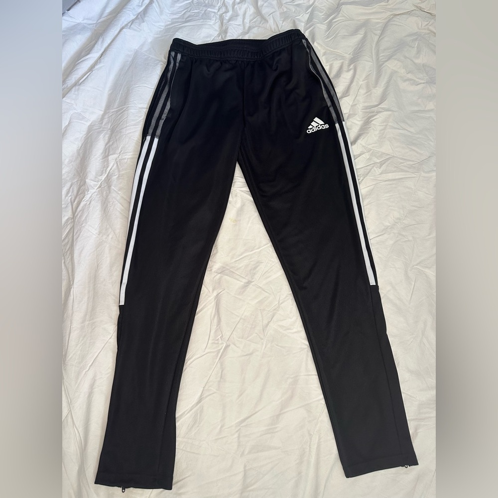 adidas Black Track Pants with White Stripes